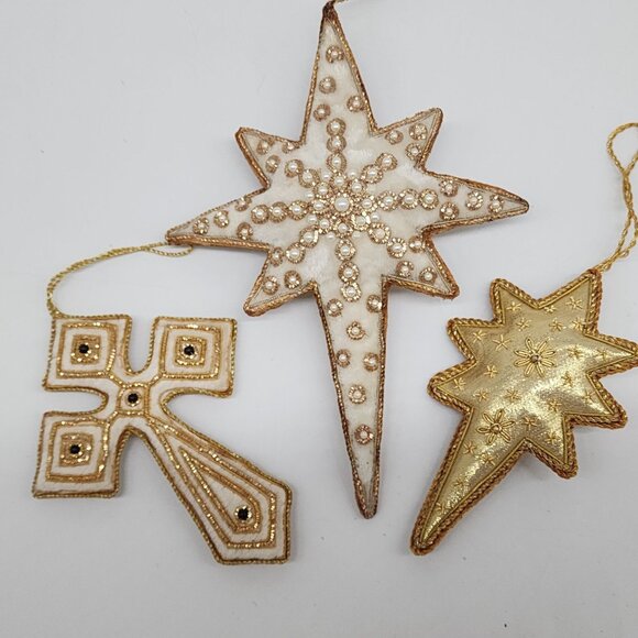 Mark Roberts Ornament Beaded Stars Cross Pearl Metal Tinsel Felt Fabric - Picture 6 of 9